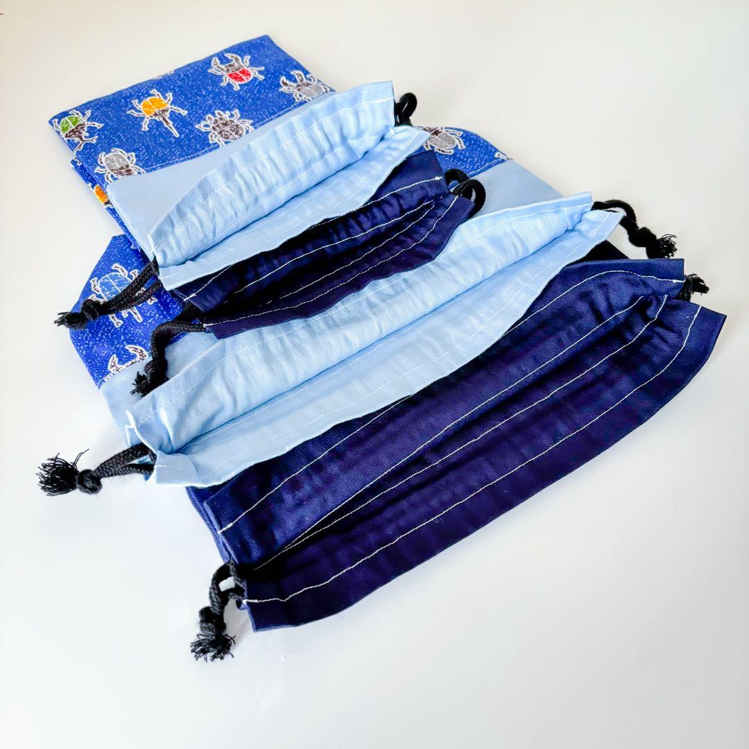 昆虫 入園入学7点セット 男の子 カブトムシ クワガタ レッスンバッグ 青