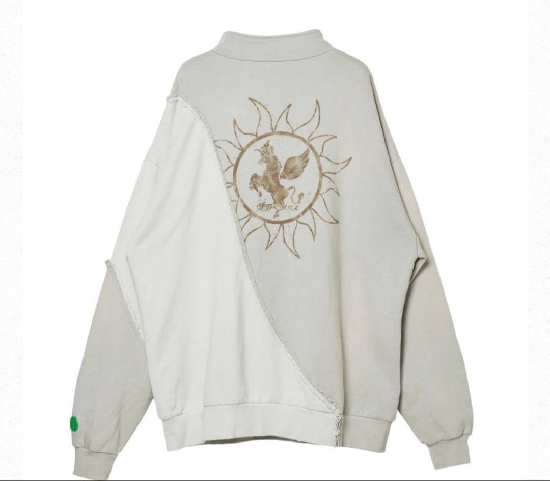 【L】ずっと真夜中でいいのに。愛のペガサスHalf Zip Sweat グレー