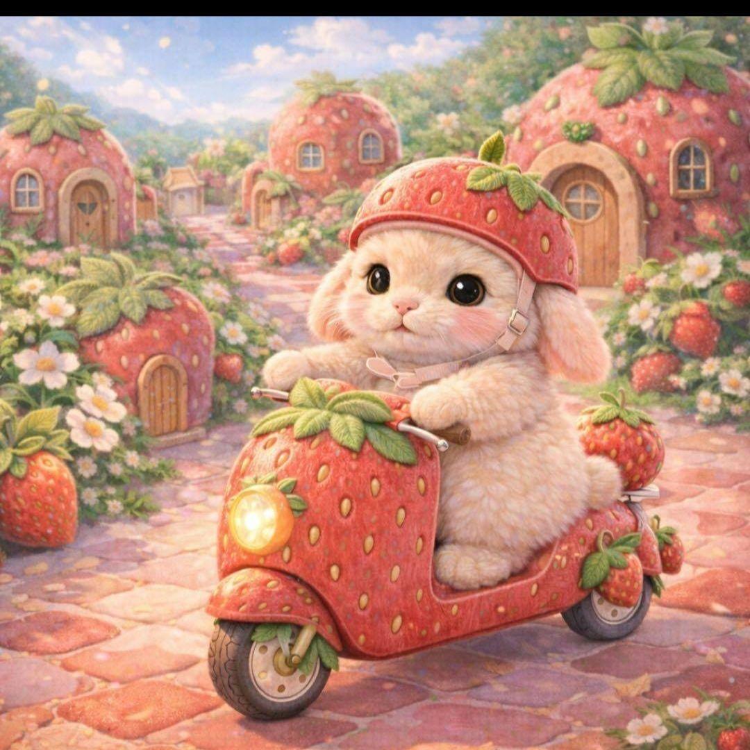 うさぎパネル生地　ハンドメイド　フラットポーチDカン付き