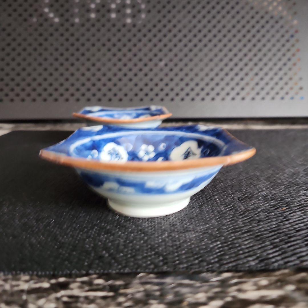 -51/y8　染付　小鉢　小皿　豆鉢　兎　5客
