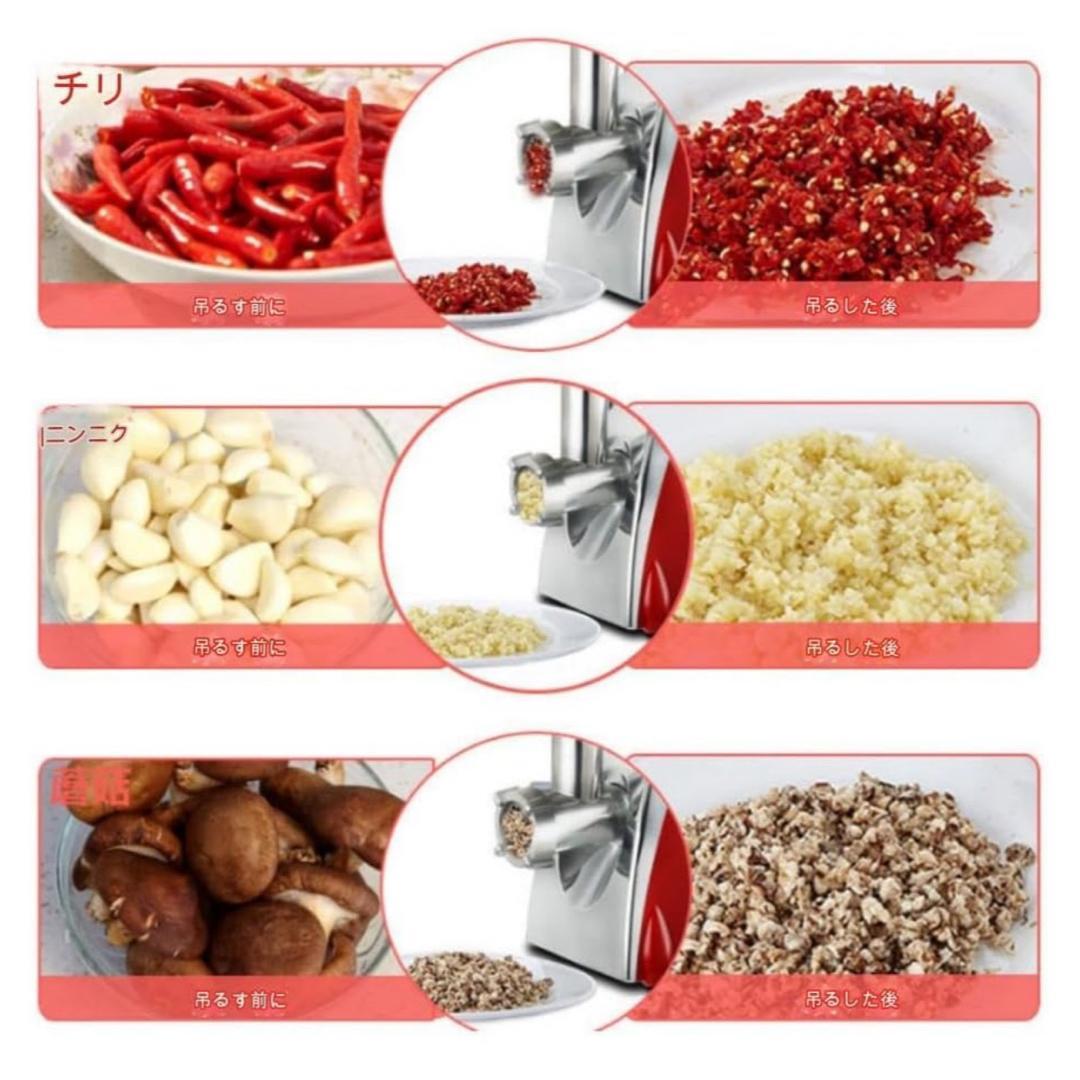 電動ミンサー ミンチ機 肉挽き器 110V 3種類カット ミートグラインダー