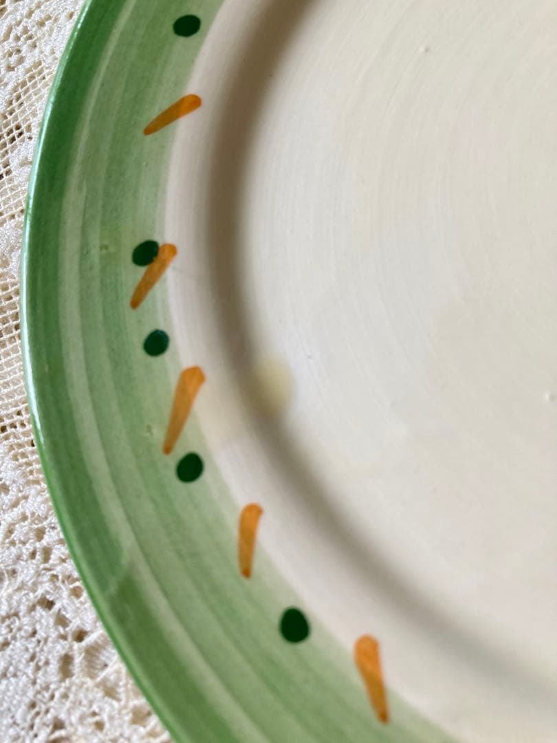 値下　新品　南仏プロヴァンス製　温かみあり素敵オリーブ柄♪丸皿4枚　ケーキ皿等に