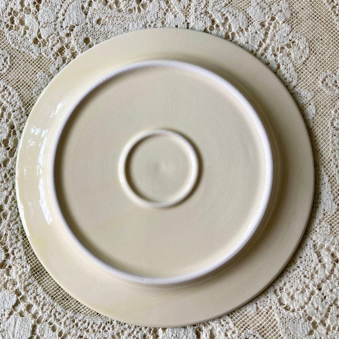 値下　新品　南仏プロヴァンス製　温かみあり素敵オリーブ柄♪丸皿4枚　ケーキ皿等に