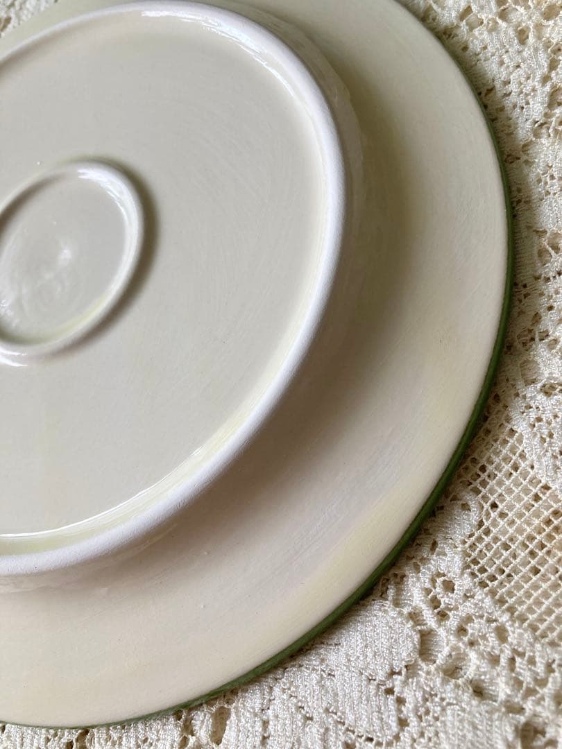 値下　新品　南仏プロヴァンス製　温かみあり素敵オリーブ柄♪丸皿4枚　ケーキ皿等に