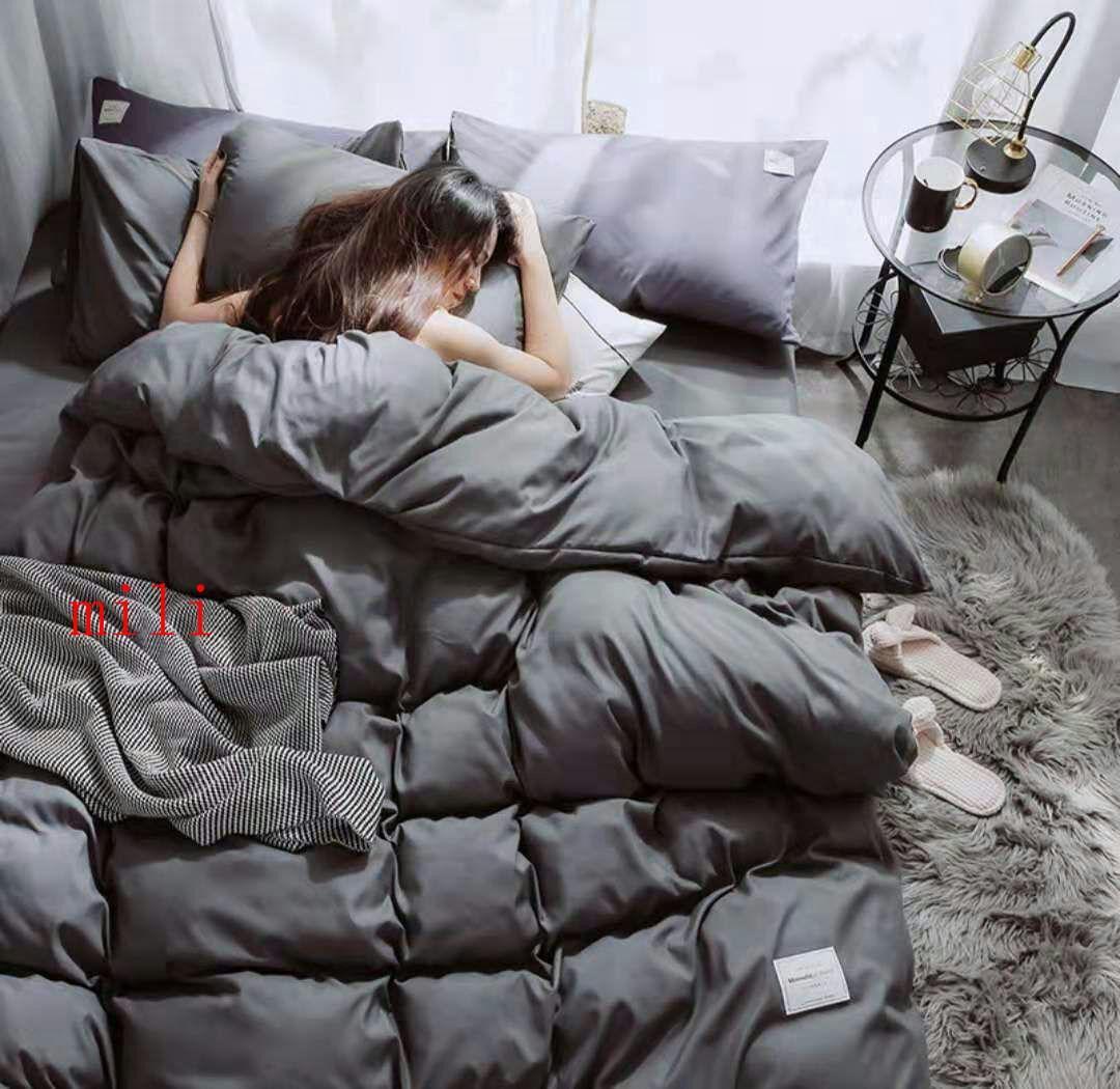 北欧純色四点セットの斜線純色布団カバーのシーツ