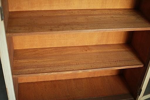 古い木枠のガラス戸棚　引き出し2杯　食器棚　水屋　キャビネット　古家具　古民家