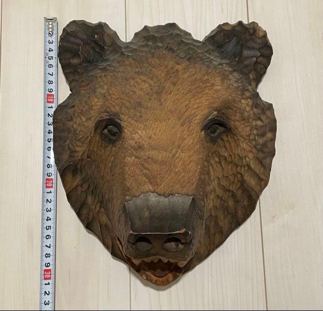 木彫り熊　手彫り彫刻 壁掛け 今泉作 民芸 インテリア 骨董品