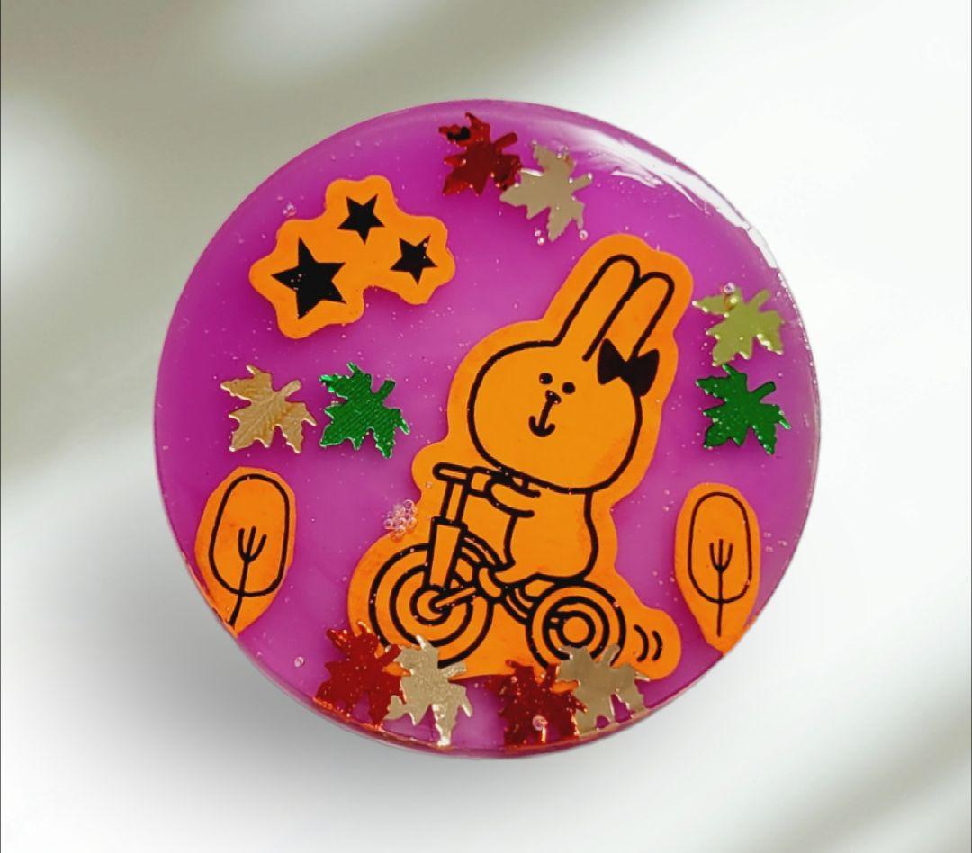 NO.572❤自転車  うさぎ❤レジンヘアゴム ブローチ