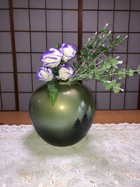 九谷焼 花瓶  白峰