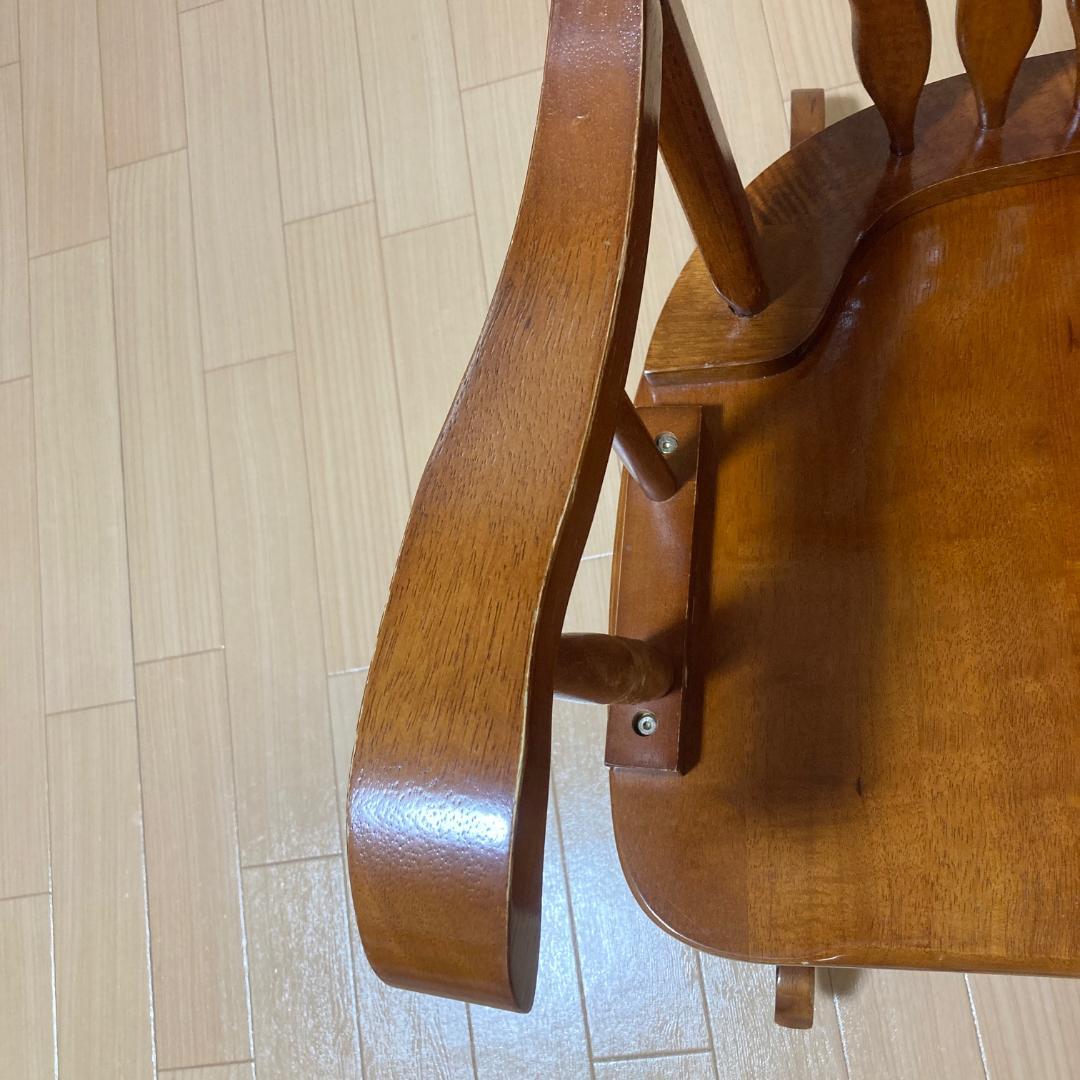 ロッキングチェア アンティーク調 スラットバック 木製 アーム付 クラシック