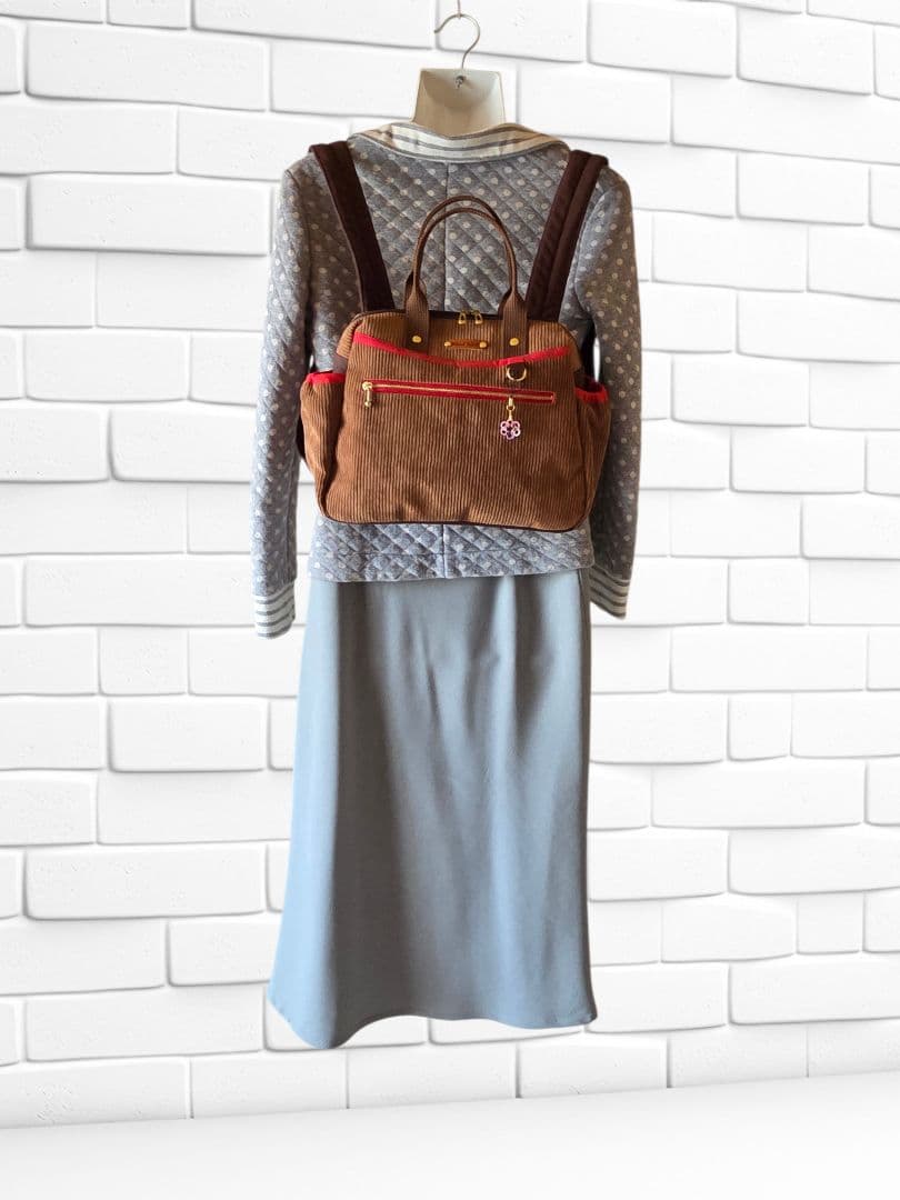 えり　ボストン型リュック(M)　コーディロイ　ハンドメイド