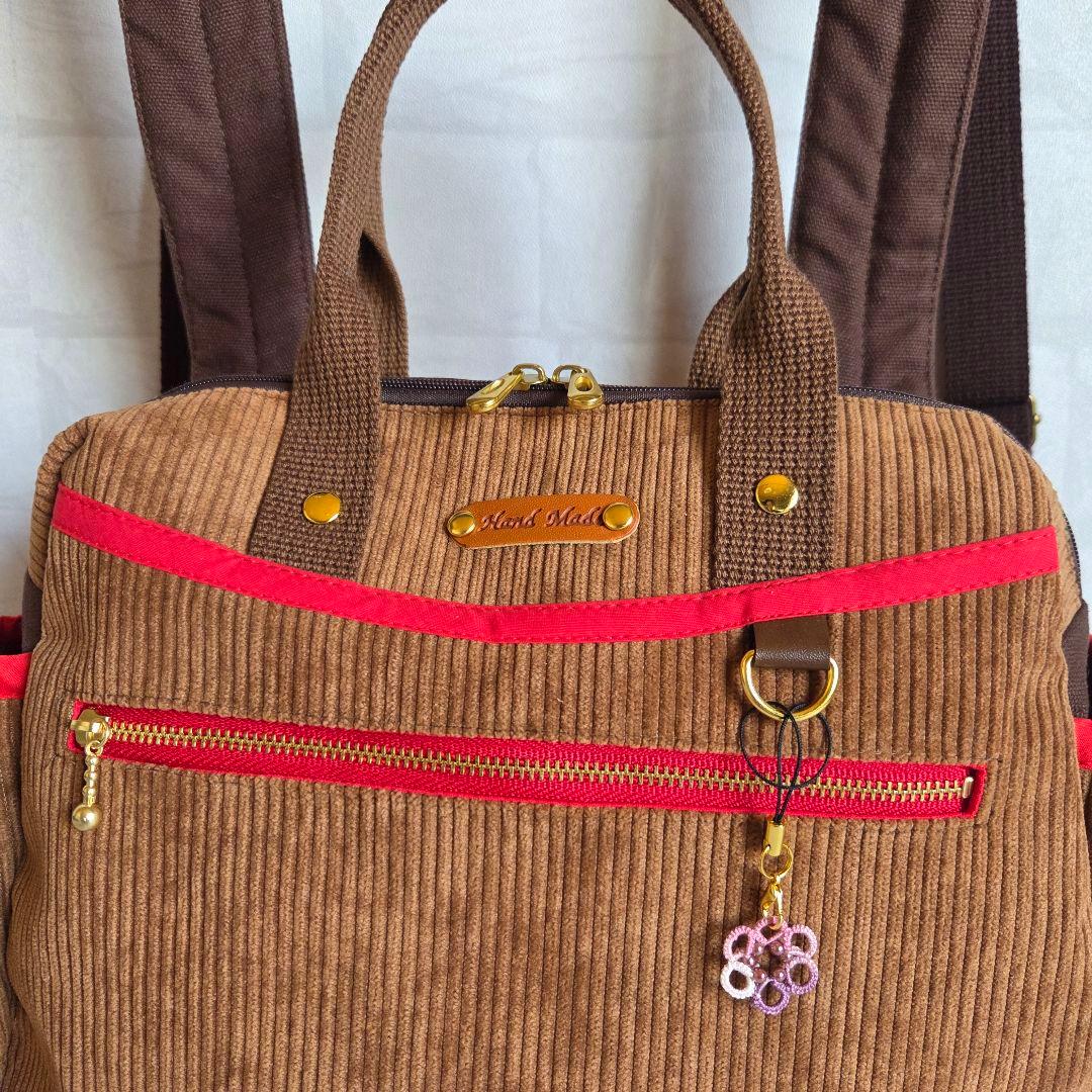 えり　ボストン型リュック(M)　コーディロイ　ハンドメイド