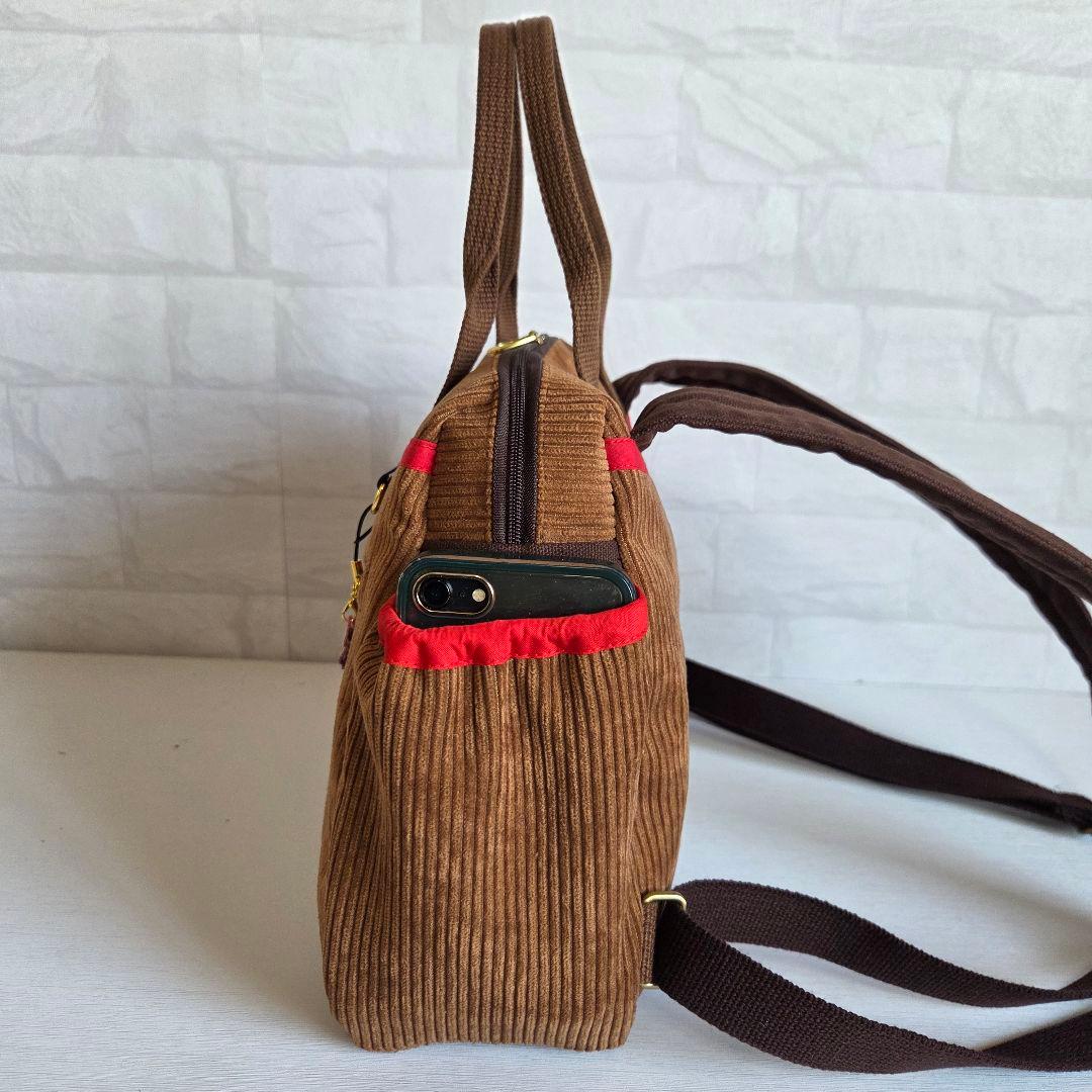 えり　ボストン型リュック(M)　コーディロイ　ハンドメイド