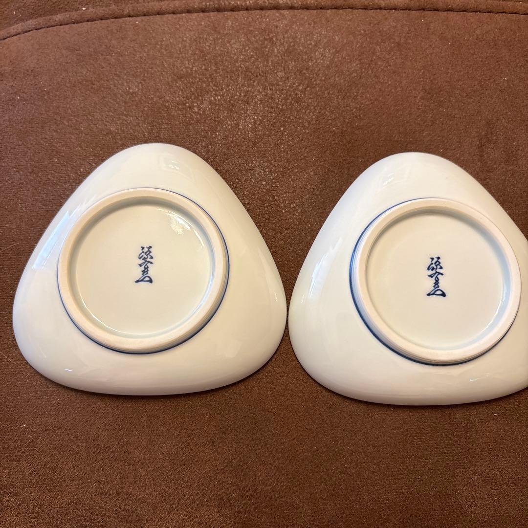 花柄三角陶器皿2枚セット