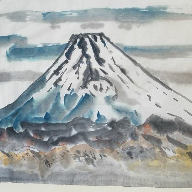 武者小路實篤　富士　紙本　肉筆　捲り