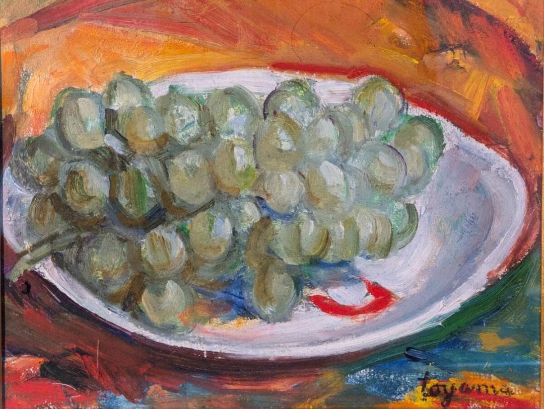 【真作】絵画　油彩3号　葡萄の静物画　鮮やかな色彩　豊かな筆致　V182