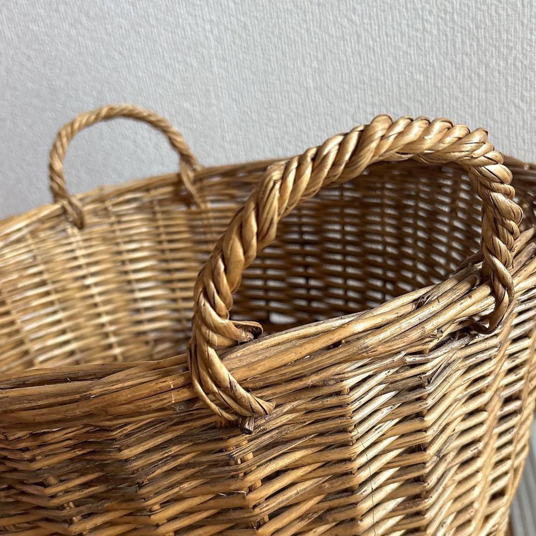 ラタン　籐カゴ　ランドリーボックス　大サイズ×3 アラログ　持ち手　バスケット