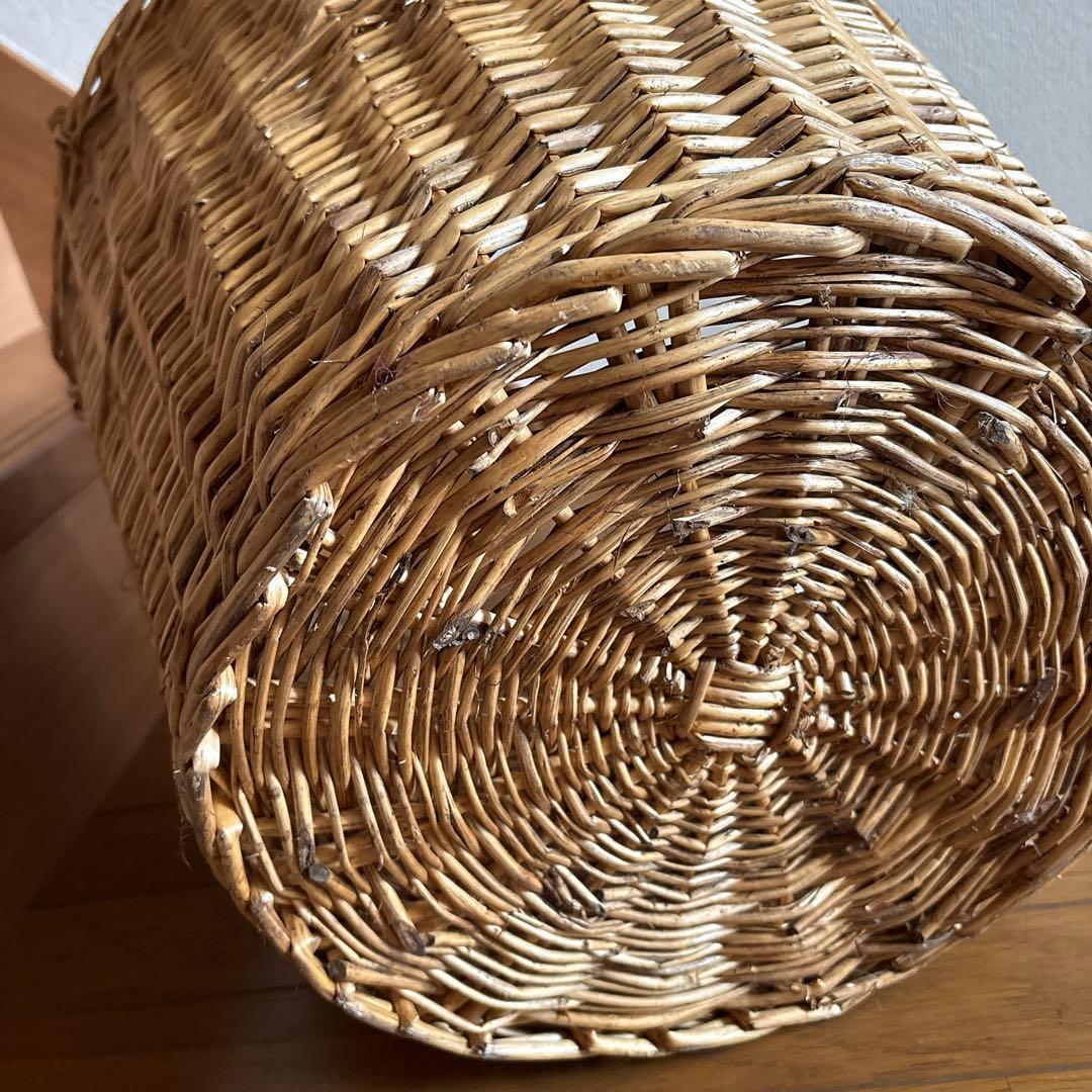 ラタン　籐カゴ　ランドリーボックス　大サイズ×3 アラログ　持ち手　バスケット