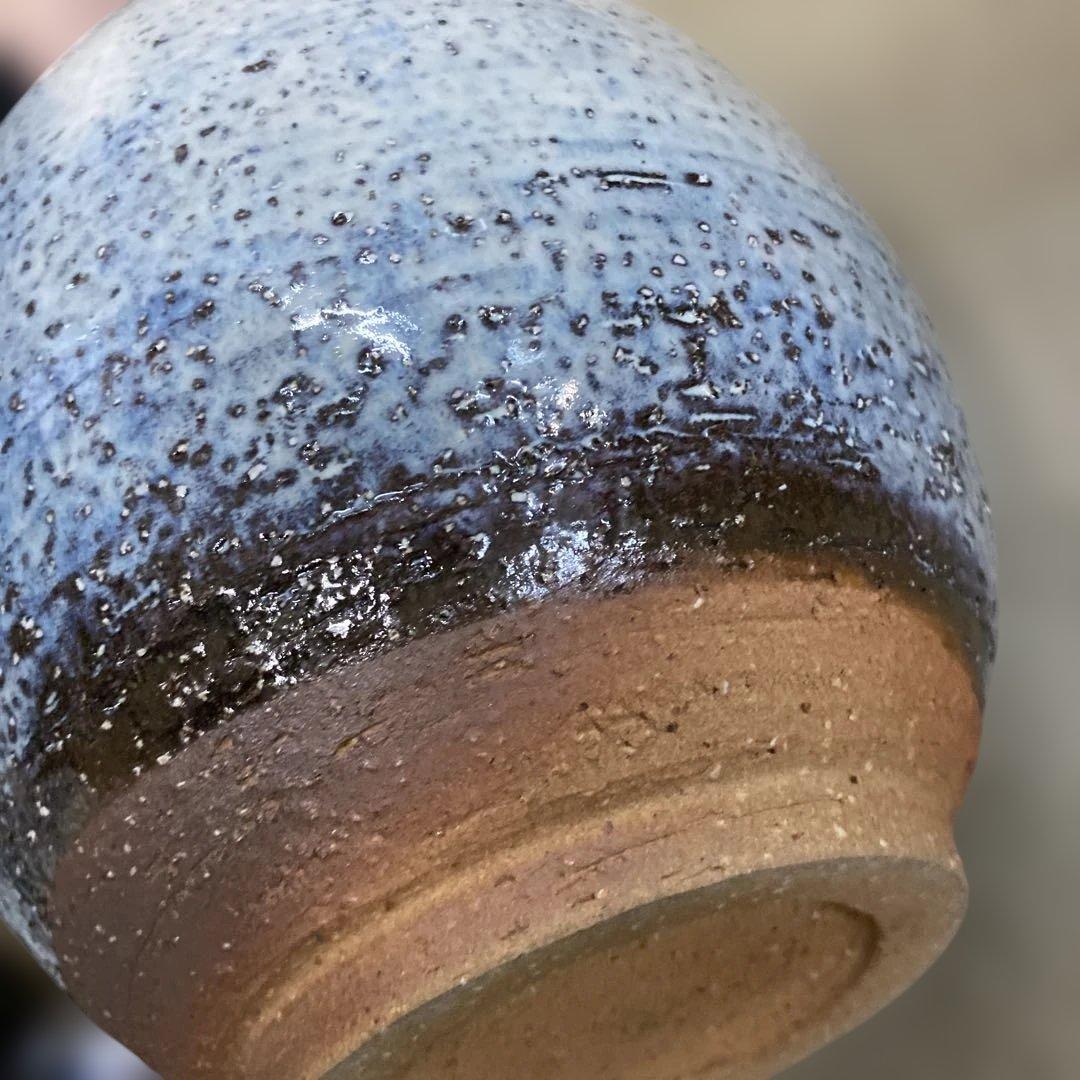 【山口県無形文化財】萩焼 大和保男（号：通玄）耳付花瓶 共箱・陶印あり