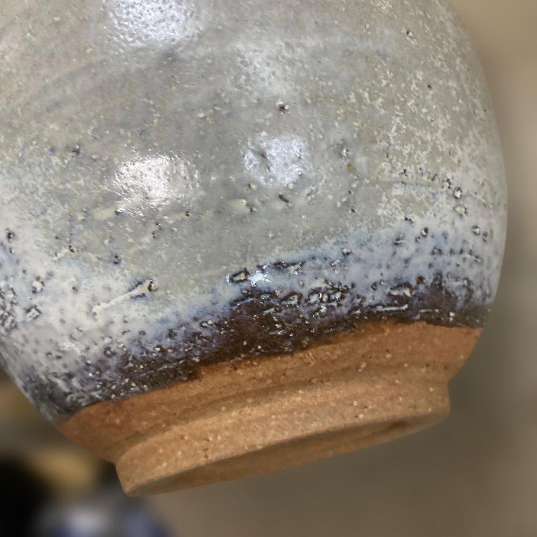 【山口県無形文化財】萩焼 大和保男（号：通玄）耳付花瓶 共箱・陶印あり