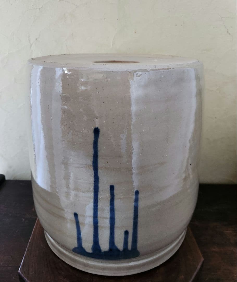 石見焼　大型　切り立ち 蓋付　甕　漬物　味噌　食品保存　米櫃　糠漬け　梅　漬物