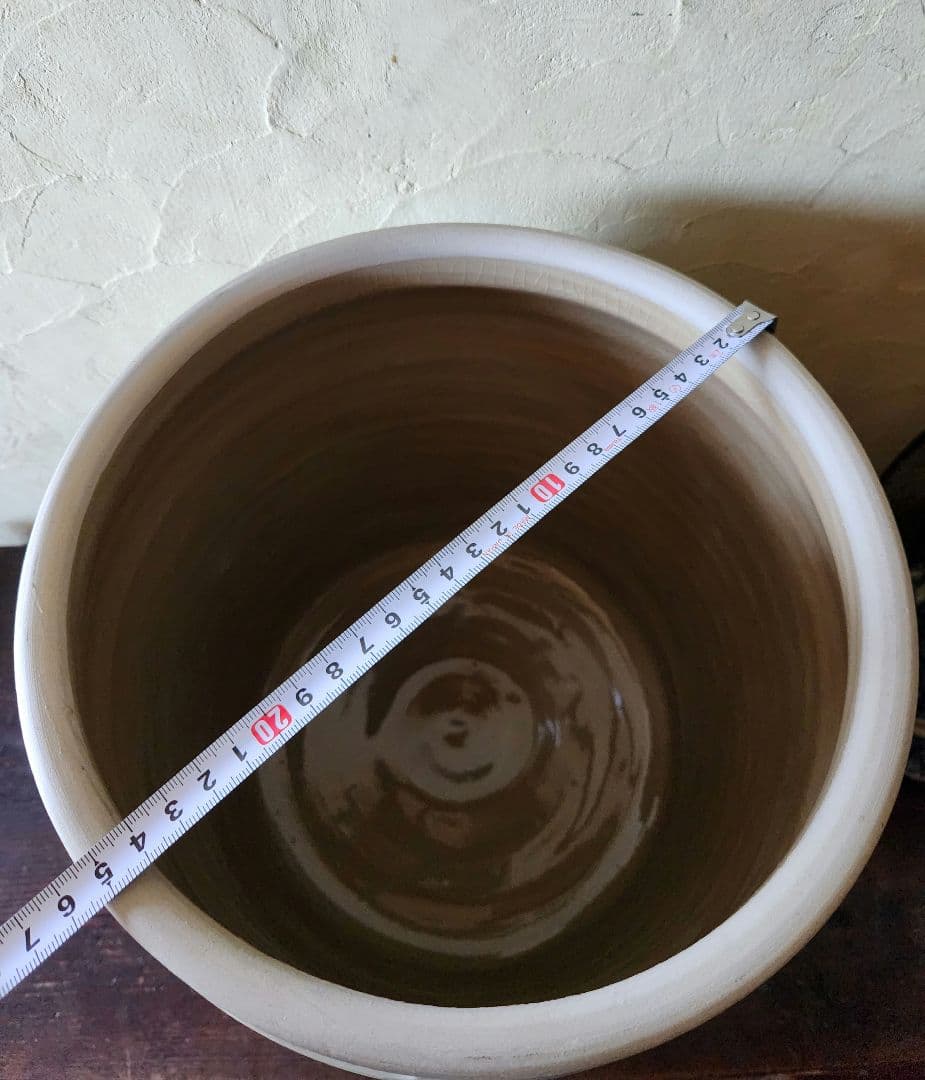 石見焼　大型　切り立ち 蓋付　甕　漬物　味噌　食品保存　米櫃　糠漬け　梅　漬物