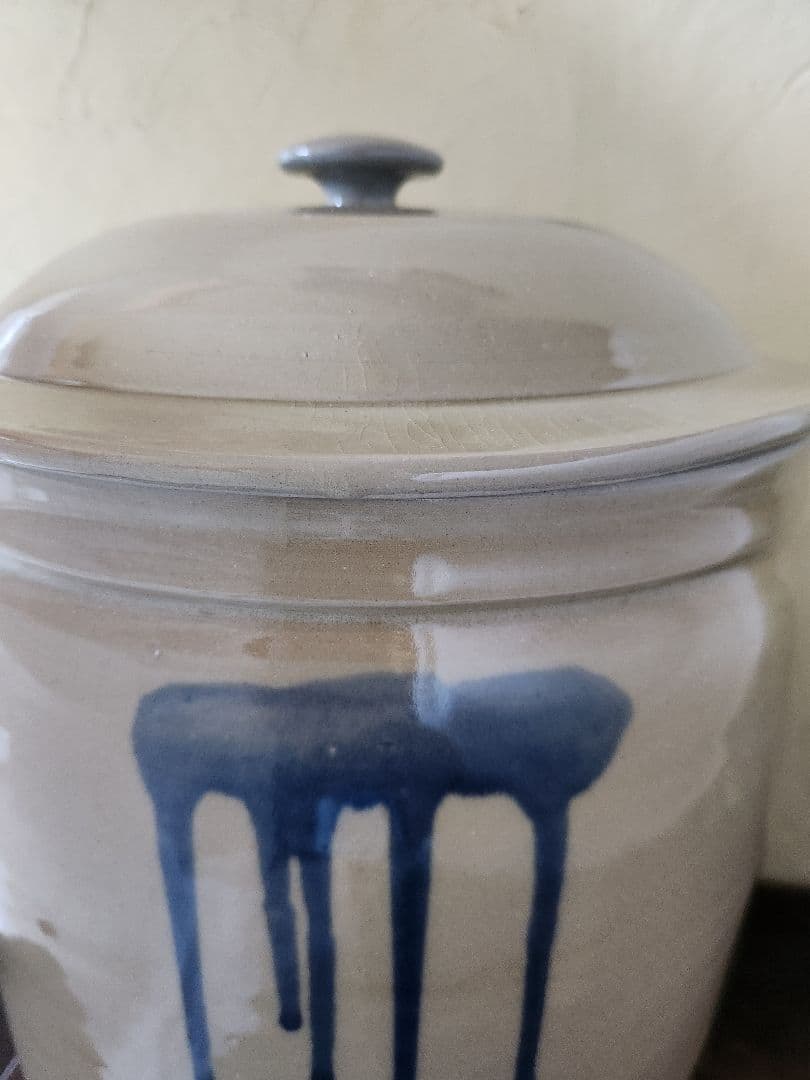 石見焼　大型　切り立ち 蓋付　甕　漬物　味噌　食品保存　米櫃　糠漬け　梅　漬物