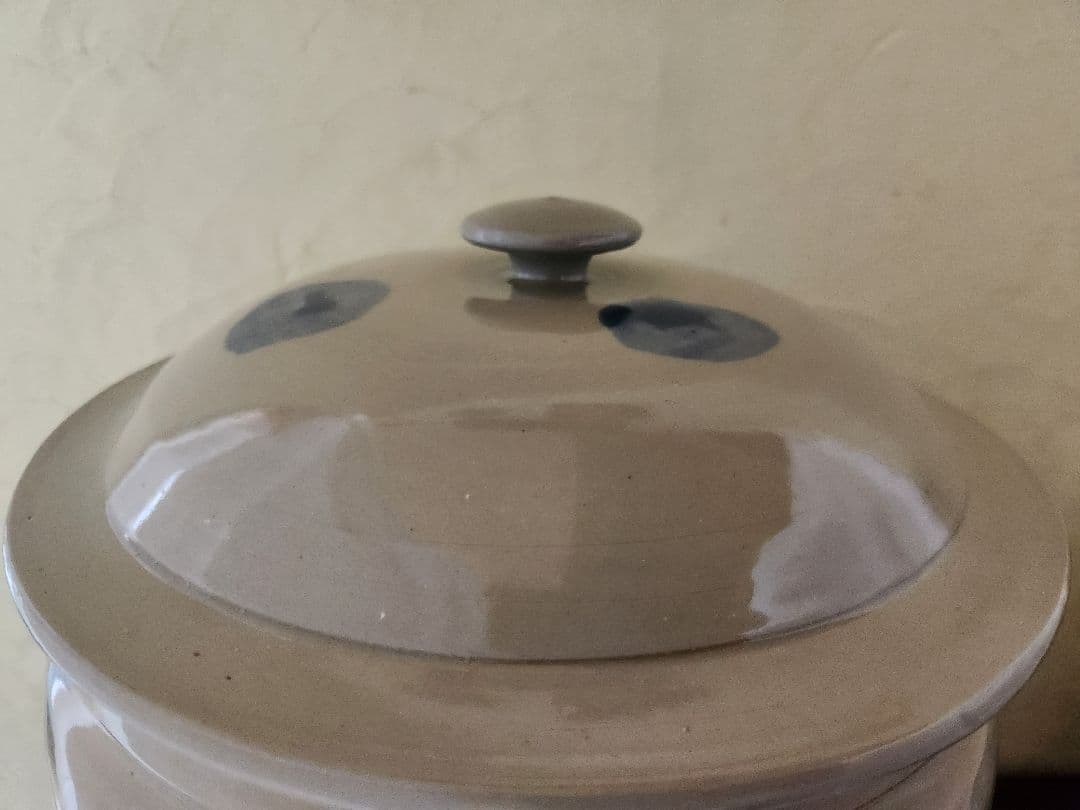 石見焼　大型　切り立ち 蓋付　甕　漬物　味噌　食品保存　米櫃　糠漬け　梅　漬物