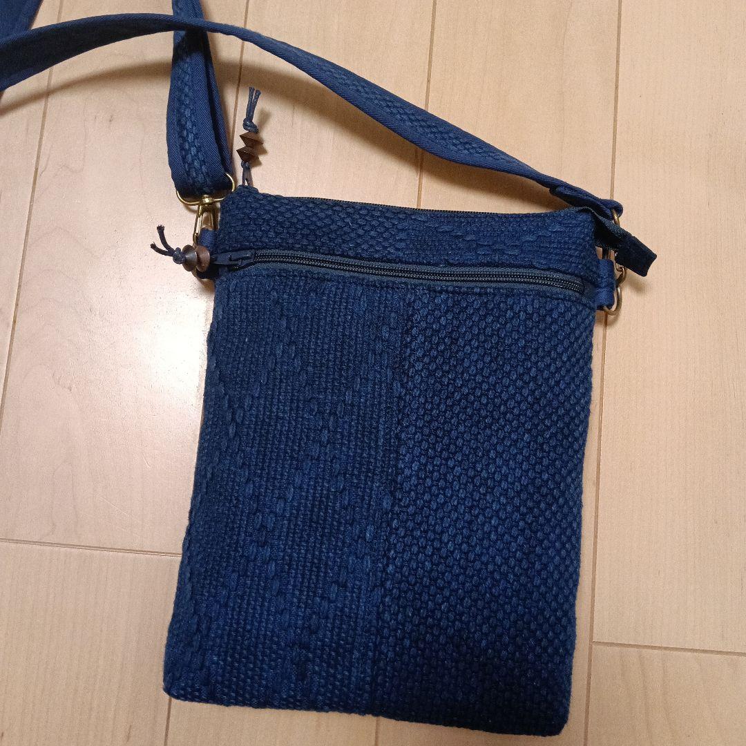 ショルダーバッグ　ハンドメイド　古布藍染二重剣道着リメイク