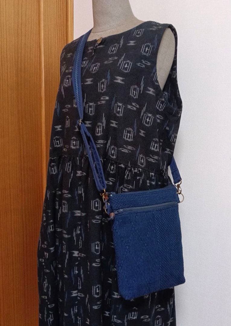 ショルダーバッグ　ハンドメイド　古布藍染二重剣道着リメイク