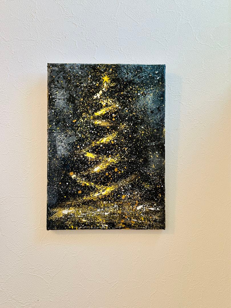 手描き ハンドメイド アート クリスマス絵画  抽象画【 祝福の輝き 】