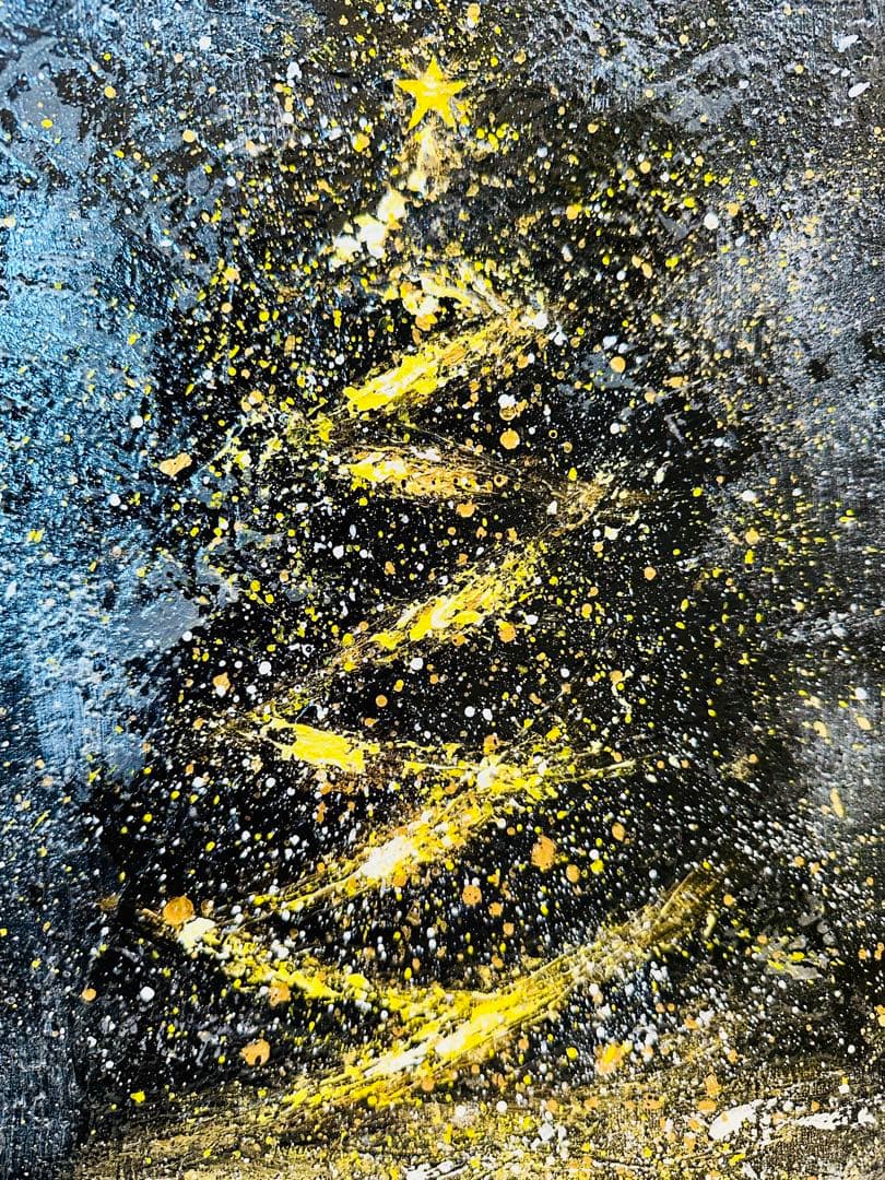手描き ハンドメイド アート クリスマス絵画  抽象画【 祝福の輝き 】