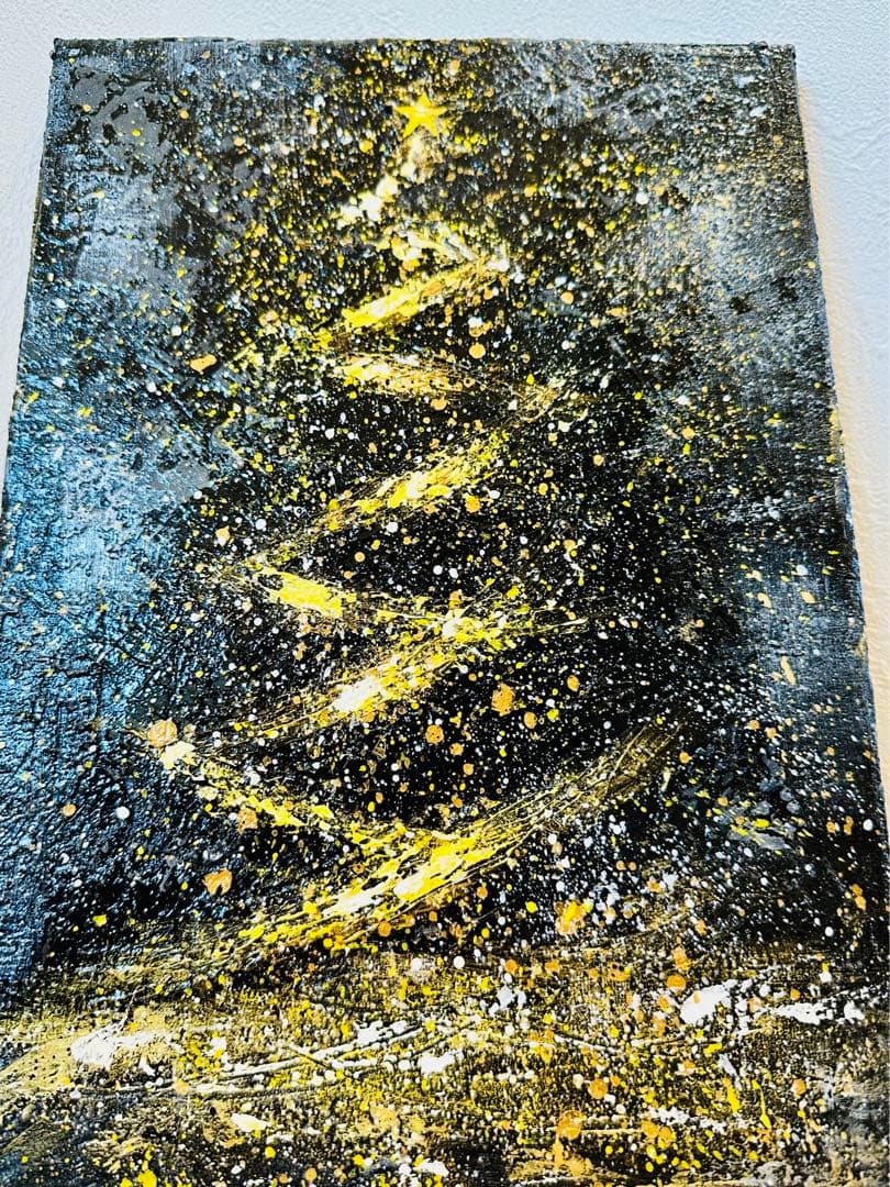 手描き ハンドメイド アート クリスマス絵画  抽象画【 祝福の輝き 】
