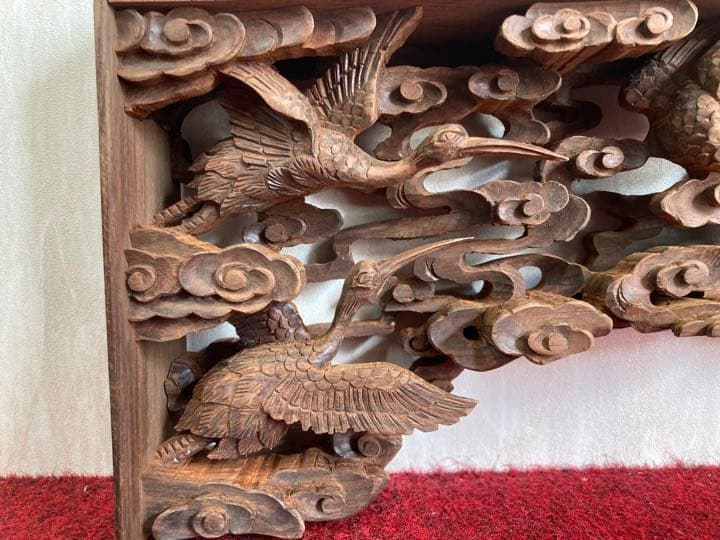 値下げしました！　本紫檀　唐木　上彫　無垢　欄間