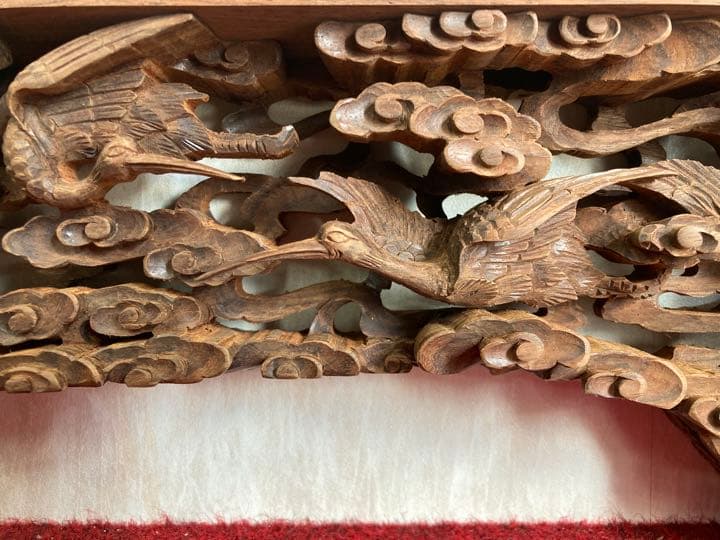 値下げしました！　本紫檀　唐木　上彫　無垢　欄間