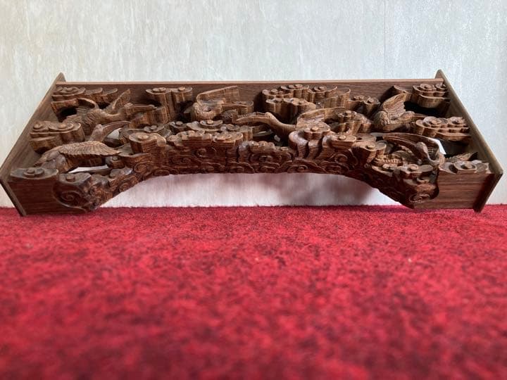 値下げしました！　本紫檀　唐木　上彫　無垢　欄間