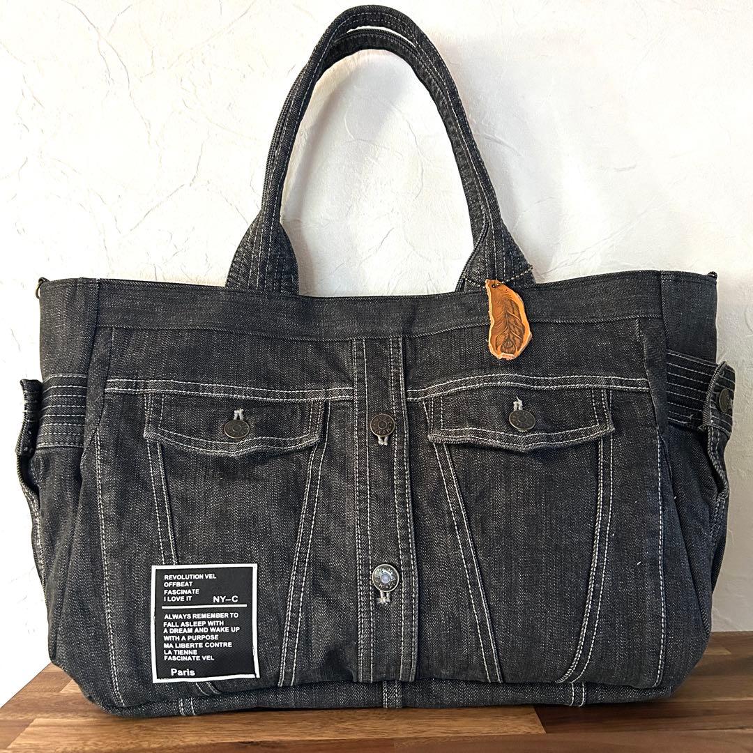専用★924.希少‼︎グレーデニム　デニムリメイク トートバッグ　ジージャン