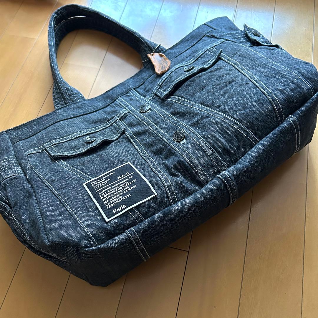 専用★924.希少‼︎グレーデニム　デニムリメイク トートバッグ　ジージャン
