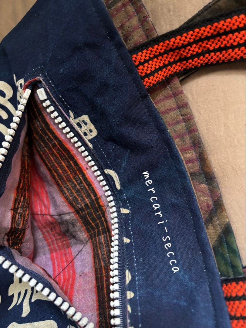 柿渋染めの幟旗と前掛けのリバーシブルトートバッグ