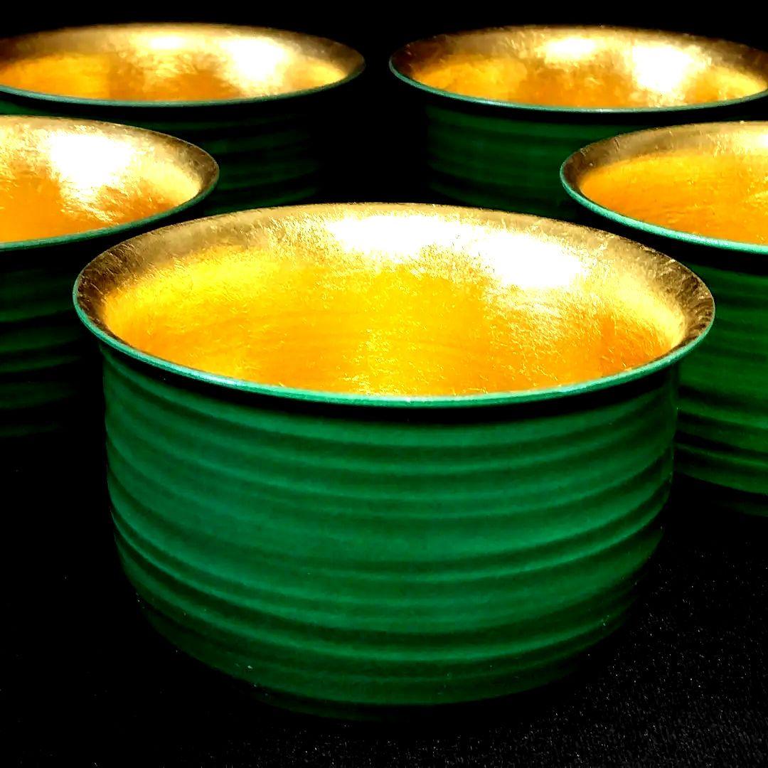 清水焼 平安 直山 直山窯 今橋直山 内本金箔 南蛮筒 向付 5客 京焼