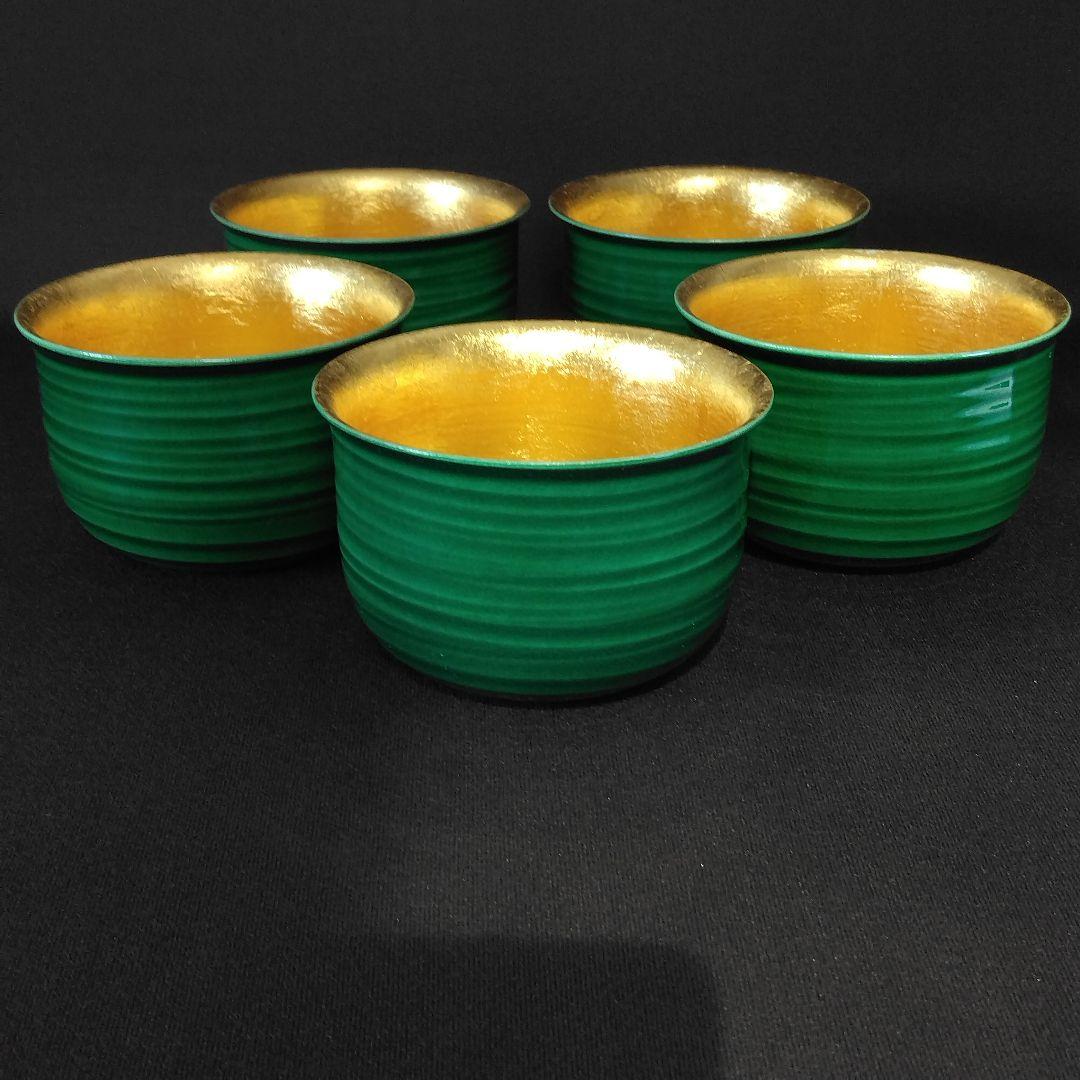 清水焼 平安 直山 直山窯 今橋直山 内本金箔 南蛮筒 向付 5客 京焼