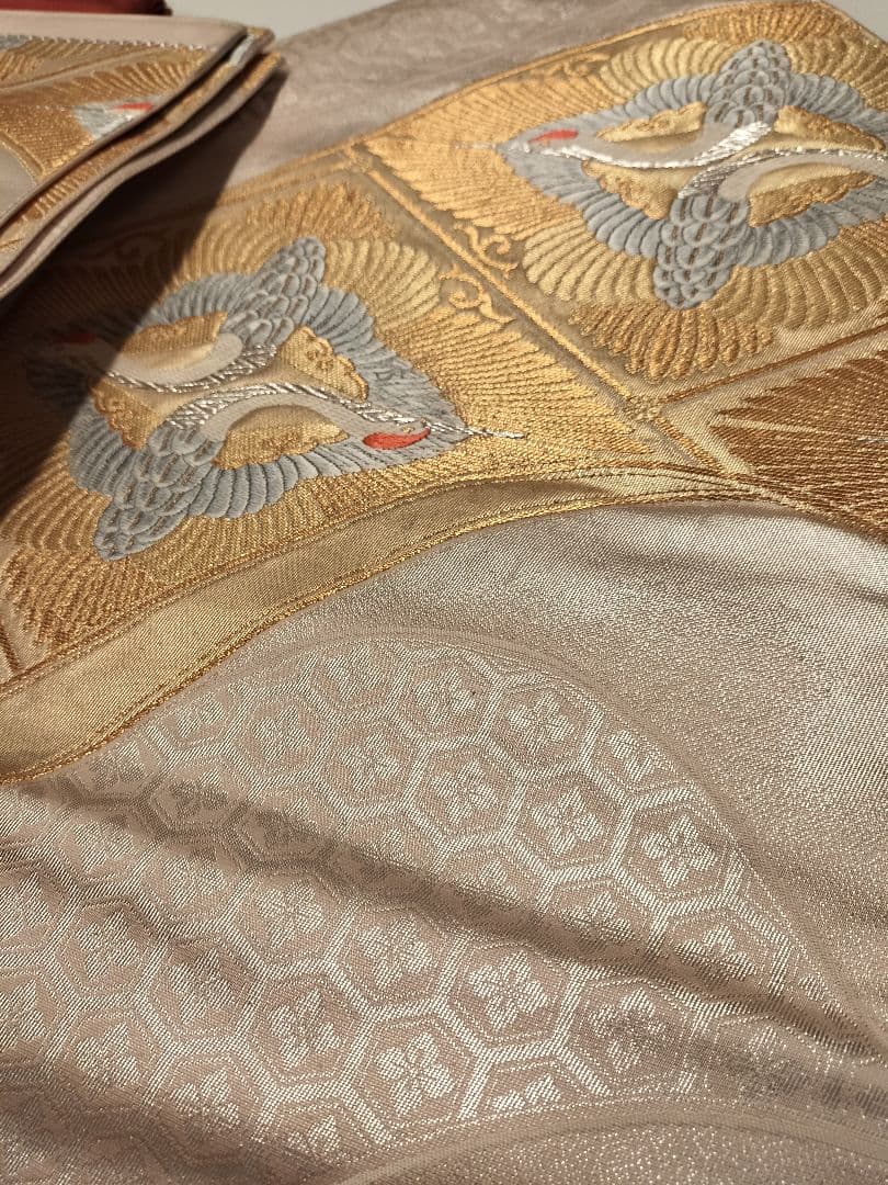 A226高級‼️豪華刺繍‼️袋帯テーブルランナーランチョンマット3枚1m56cm