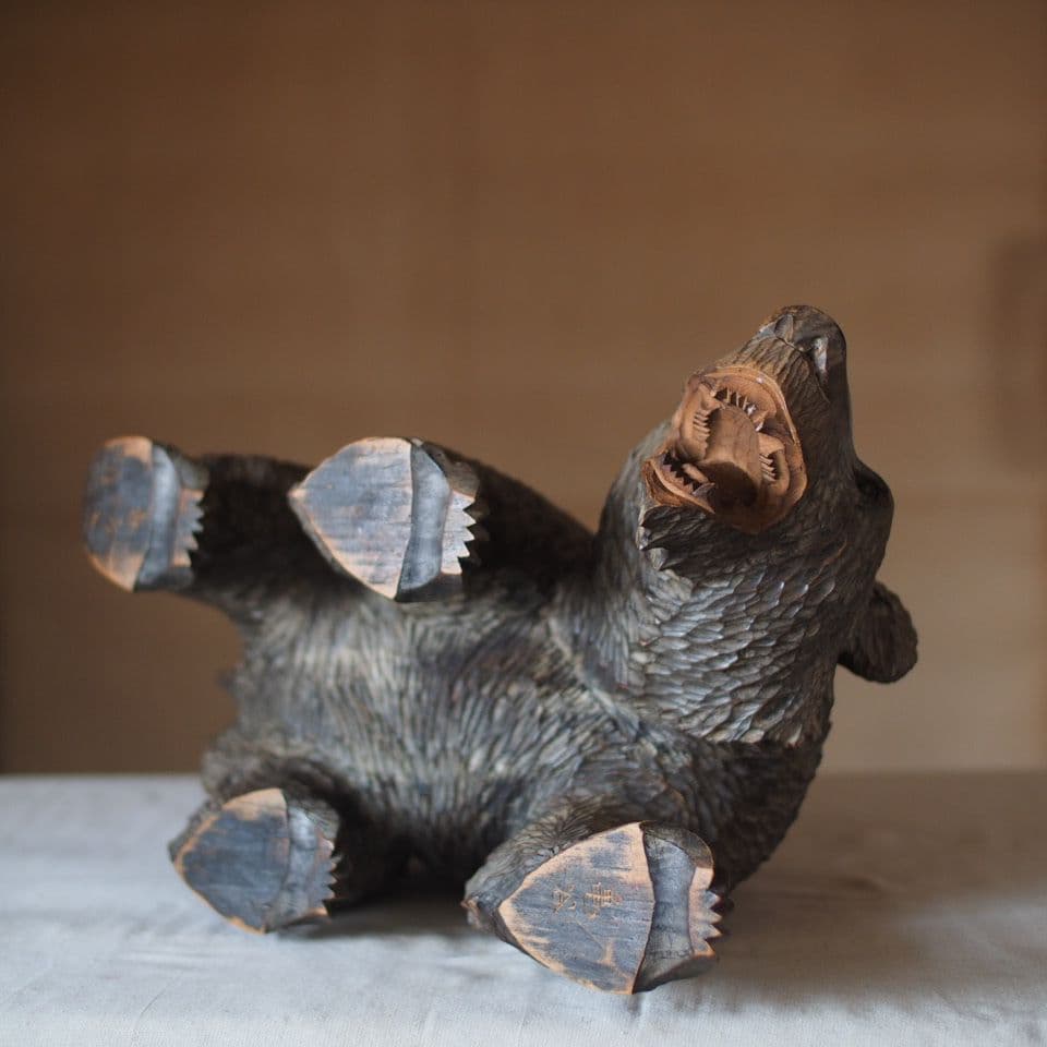 クマ彫刻 木彫 迫力の造形 古道具 古美術