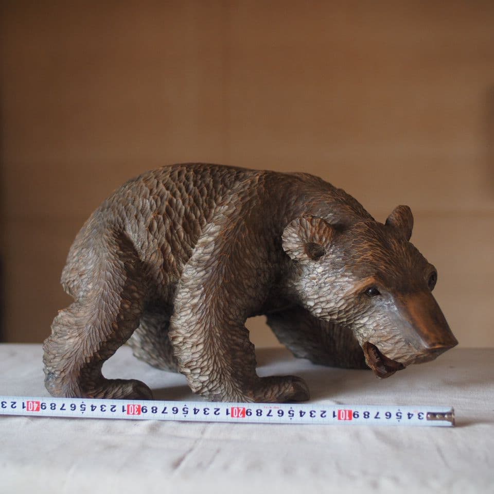 クマ彫刻 木彫 迫力の造形 古道具 古美術