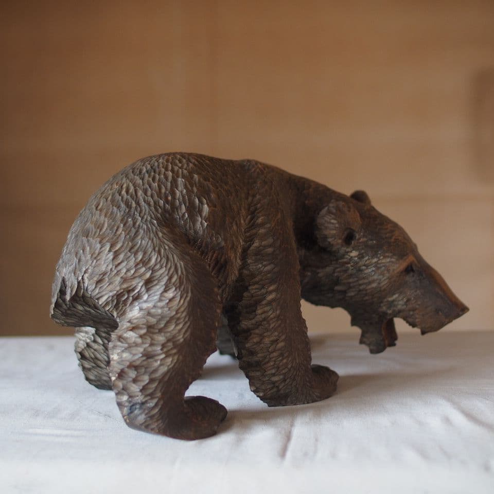 クマ彫刻 木彫 迫力の造形 古道具 古美術