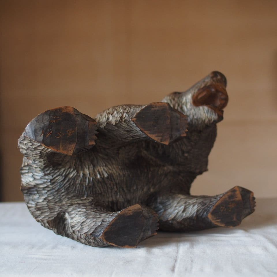 クマ彫刻 木彫 迫力の造形 古道具 古美術