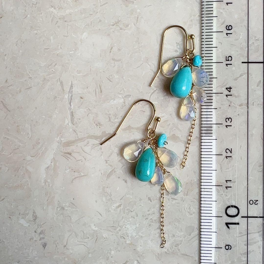 ♢夏色♢アリゾナ＆スリーピングビューティターコイズ 14kgf ピアス