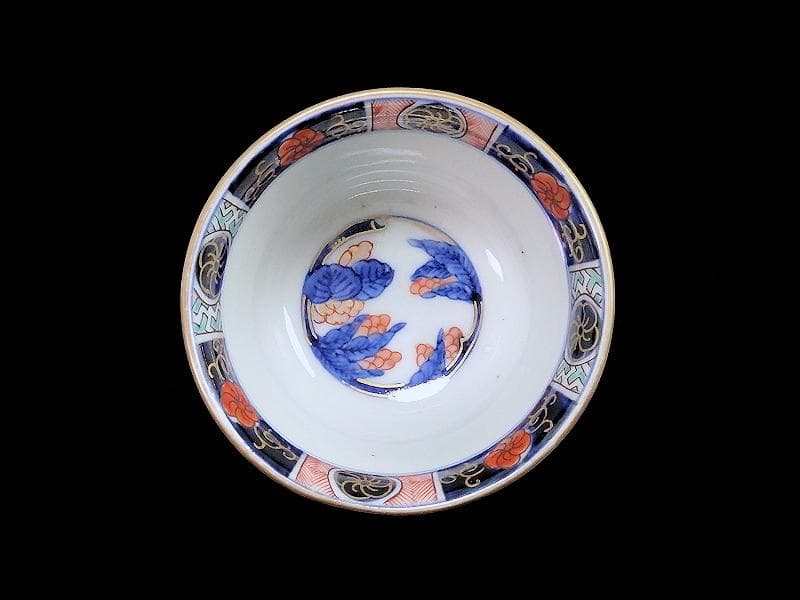 古伊万里　金襴手　烏帽子に紅葉の図　向付　４客　E203AS-BWg