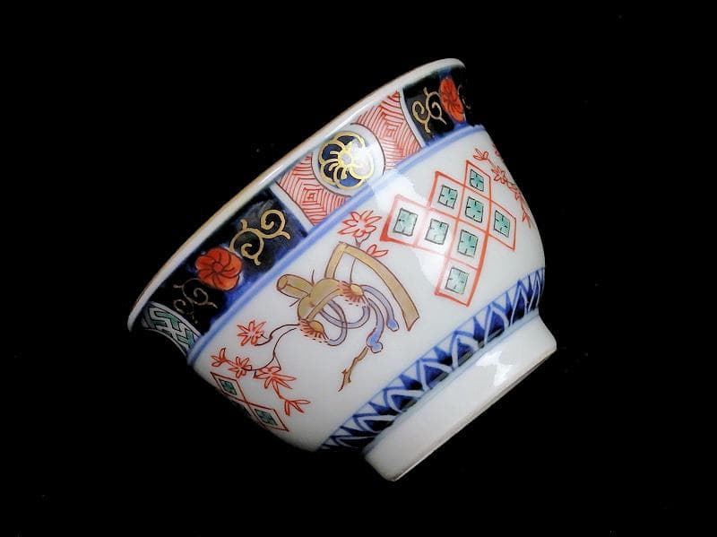 古伊万里　金襴手　烏帽子に紅葉の図　向付　４客　E203AS-BWg