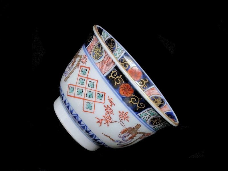 古伊万里　金襴手　烏帽子に紅葉の図　向付　４客　E203AS-BWg